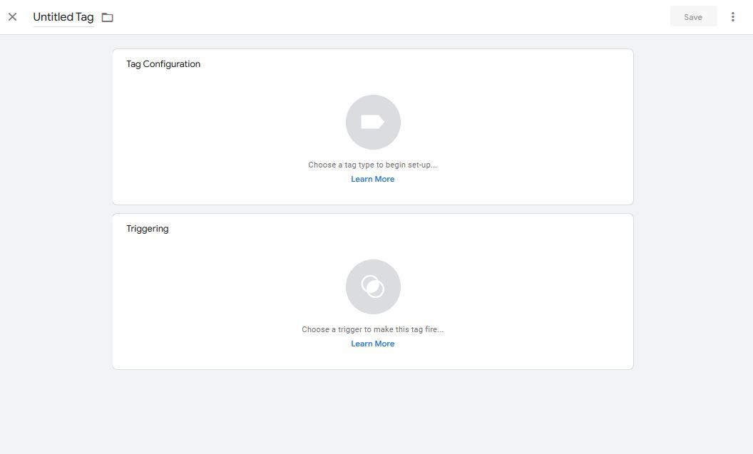 منوی پیکربندی در گوگل تگ منیجر