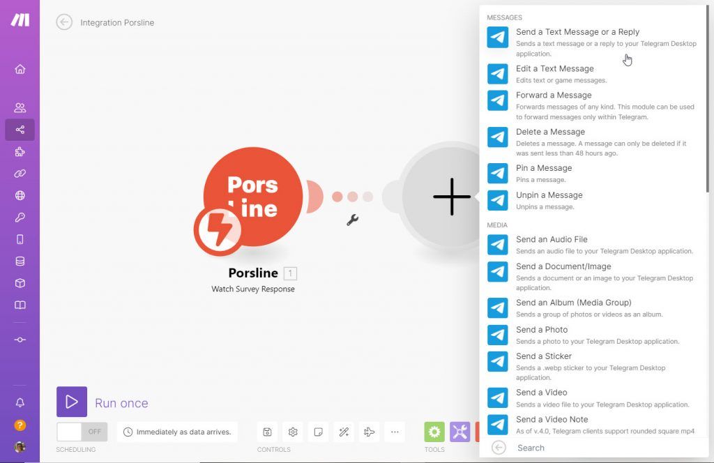 add telegram to porsline