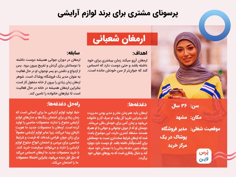 پرسونای مشتری لوازم آرایشی